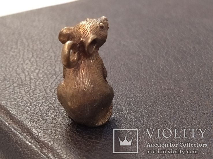 Крыса с хвостом Символ 2020 года бронза брелок коллекционная миниатюра, фото №4