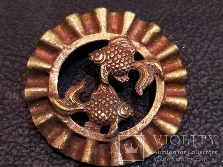 Рыбки парочка кулон коллекционная миниатюра бронза брелок, фото №2