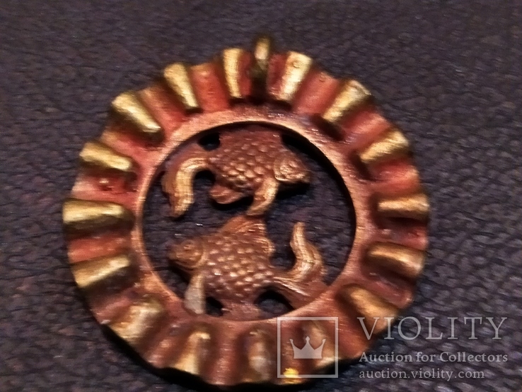 Рыбки парочка кулон коллекционная миниатюра бронза брелок, фото №4