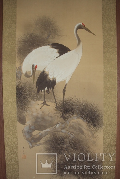 Настенный свиток с журавлями, Япония, начало ХХ века.