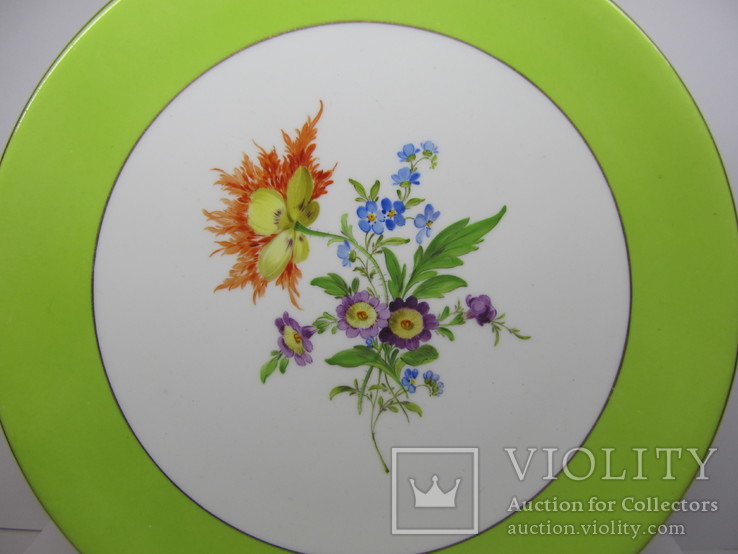 Тарелка настенная - Meissen, Цветы, №117, 25 см., 890 грамм, фото №3
