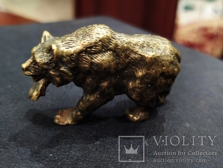 Медведь большой роскошный бронза коллекционная миниатюра, фото №4