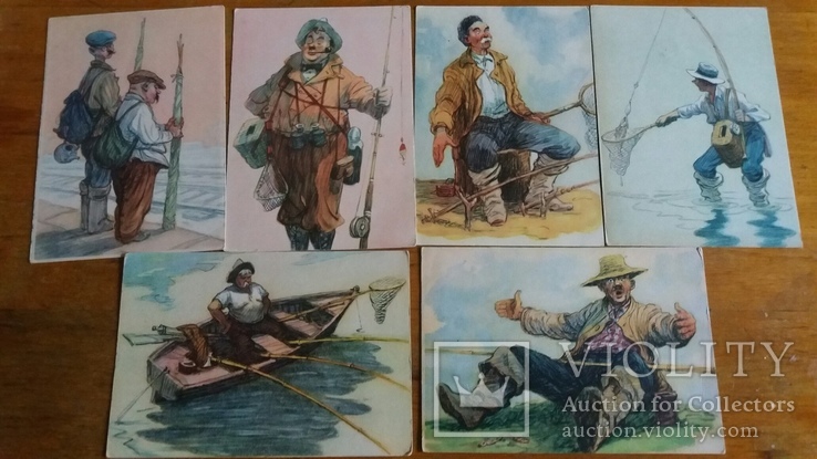 Рыбалка худ.Семенов 1956г 10 открыток, фото №2