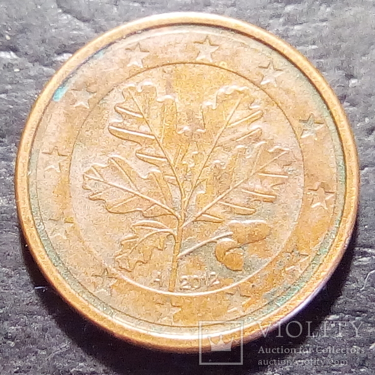 Германия 1 евро цент 2012 год Метка монетного двора (A) Берлин  (549), фото №3