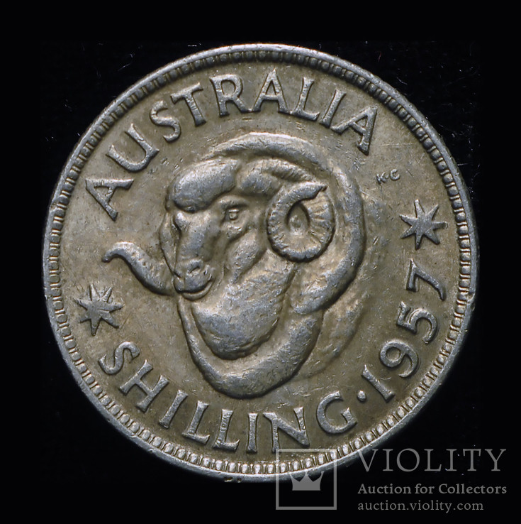 Австралия 1 шиллинг 1957 аUnc серебро