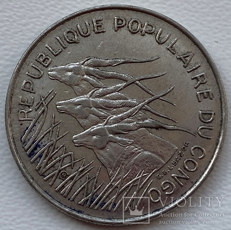 Конго 100 франков 1975, фото №2