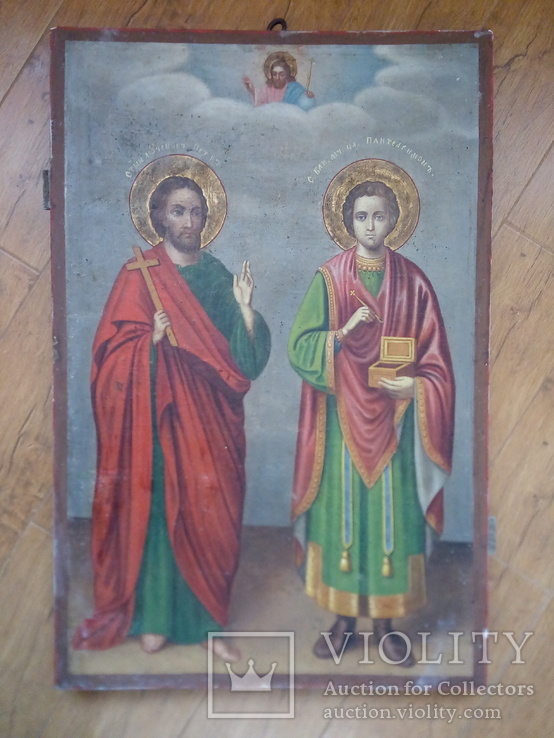 Ікона св.Петро і Пантелеймон, 77.5 на51.5см., фото №2