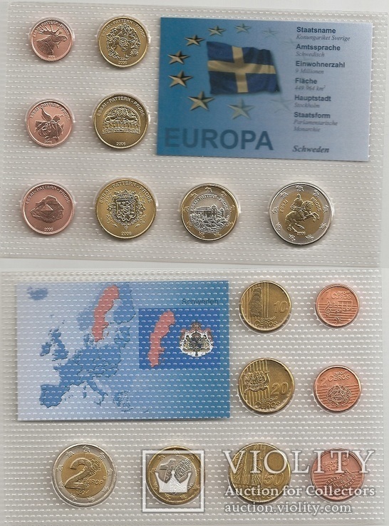 PROBE / Sweden Швеция - 1 2 5 10 20 50 Ceros 1 2 Europ 2006 UNC набор 8 монет в запайке