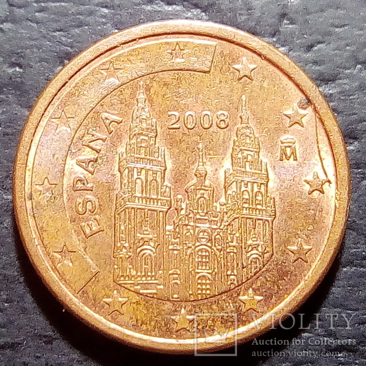 Испания 1 евро цент 2008 год  (552), фото №3