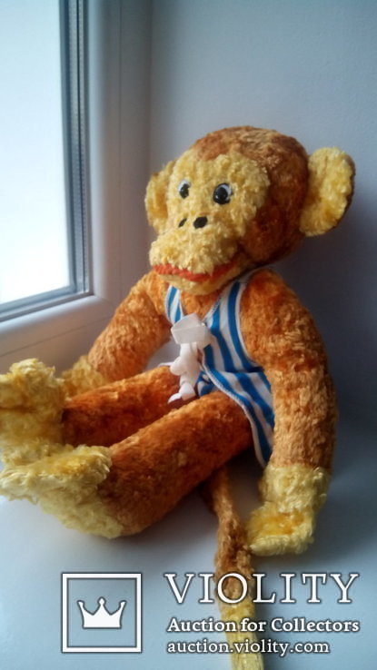 Плюшевая обезьяна в одежде игрушка 1977г СССР, фото №6