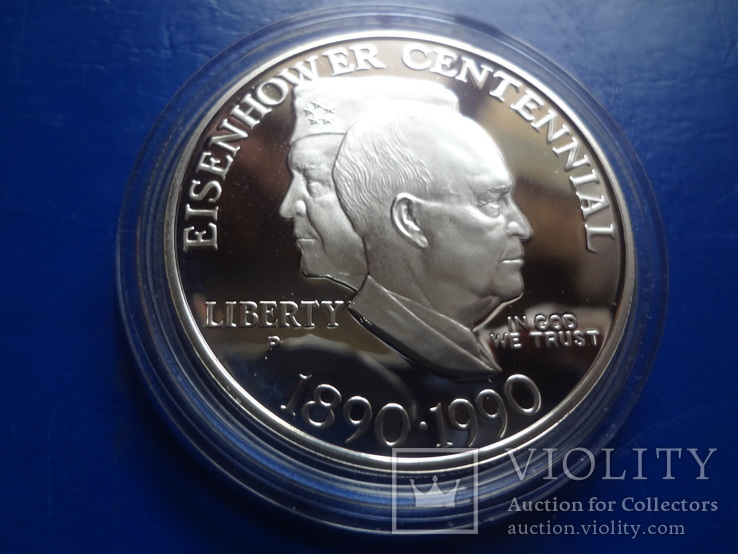 1 доллар 1990  США  серебро   (8.1.12)~, фото №2