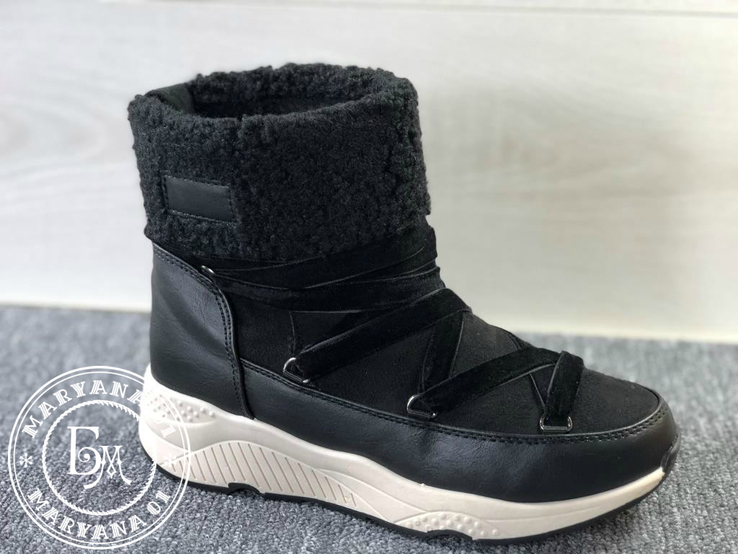 Czarne zimowe buty, buty, buty ugg na futra rozmiar 40, numer zdjęcia 6