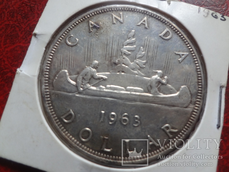 1 доллар  1963  Канада  серебро   (,7.6.9)~, фото №2