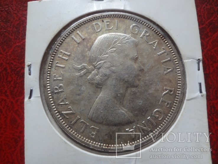1 доллар  1963  Канада  серебро   (,7.6.9)~, фото №3