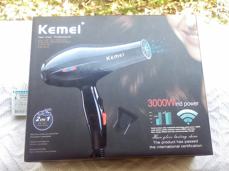 Профессиональный фен для волос Kemei 5810   2 в 1 3000 Вт, photo number 2