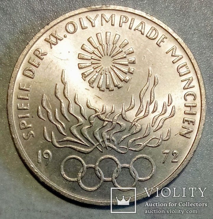 Германия 10 марок, 1972, Олимпиада ,Мюнхен -Факел-серебро,С76, фото №2