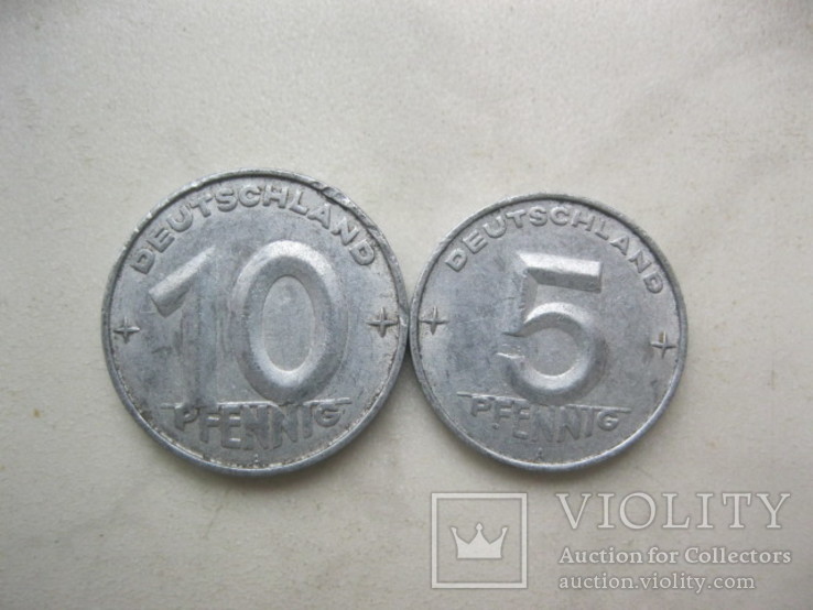 5 и 10 пфеннигов 1952 год ГДР, фото №2