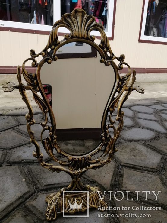 Дамське дзеркало /  Дамское будуарное зеркало. Бронза., фото №2
