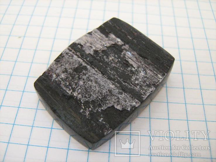 Натуральный Черный Турмалин Шерл 34 х 25.5 х 8 мм Двухсторонний 93,55 ct Большой 031, фото №3