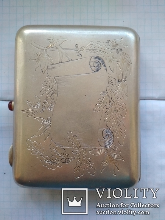 Серебряный портсигар с золочением 875, фото №2