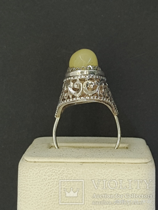 Кольцо серебро СССР, размер 16.5 Янтарь, фото №5