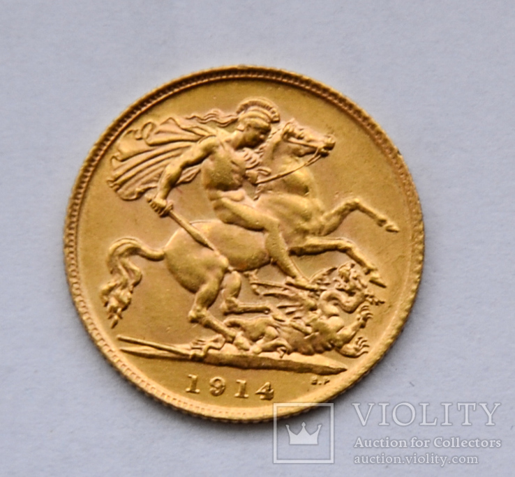 1/2 Sovereign gold, 1914, фото №2