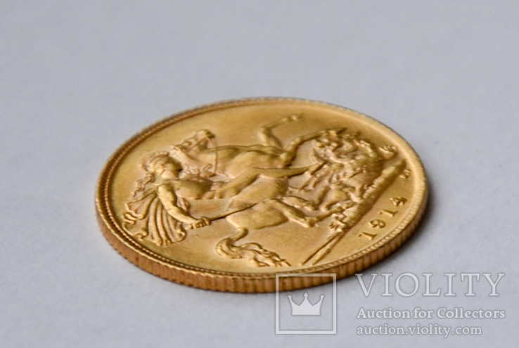 1/2 Sovereign gold, 1914, фото №3