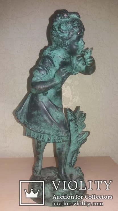 Садовая скульптура Девочка с Цветком. Бронза. Auguste Moreau, 19 век Франция, фото №2