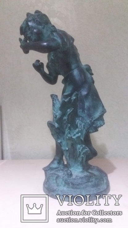 Садовая скульптура Девочка с Цветком. Бронза. Auguste Moreau, 19 век Франция, фото №9