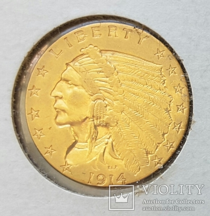 2,5 Доллара США 1914года (Р) редкие, фото №2