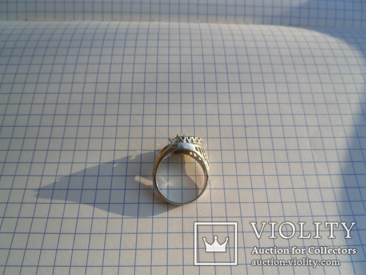 Золотое кольцо с бриллиантом 0,6 Кт и зелено-голубыми бриллиантами, фото №5