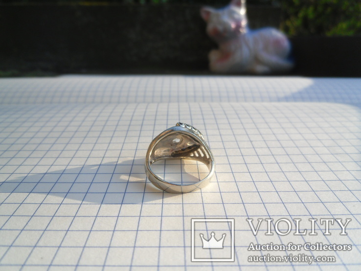 Золотое кольцо с бриллиантом 0,6 Кт и зелено-голубыми бриллиантами, фото №6