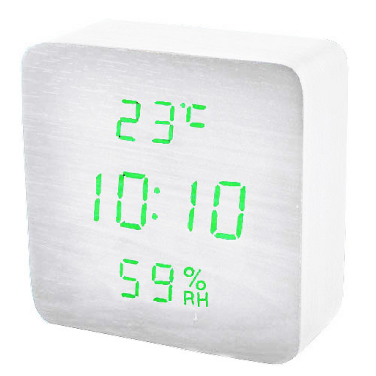 Часы сетевые 872S-4 зеленые Календарь Будильник Термометр Функция активации по звуку