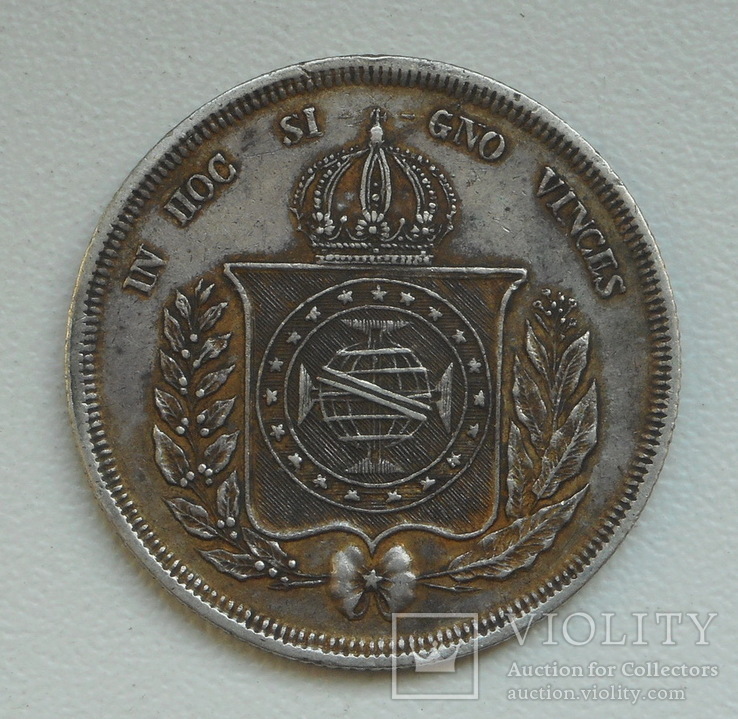 Бразилия 500 рейс 1859 г., Педро II, серебро, фото №5