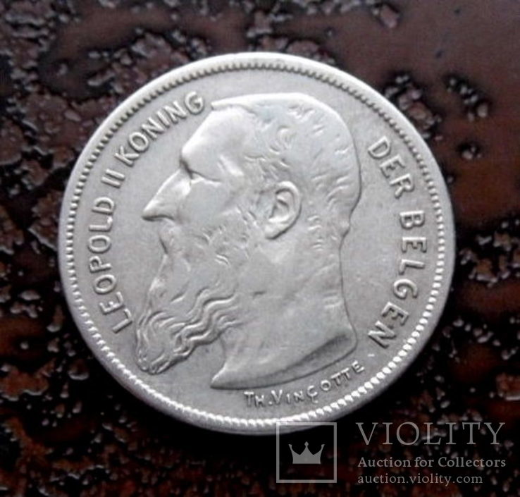 2 франка Бельгия 1904 состояние aUNC серебро, фото №2