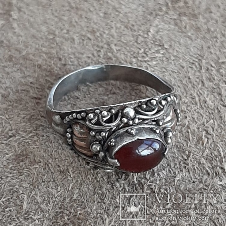 Серебряное кольцо с гранатом ( серебро 925 пр), фото №2