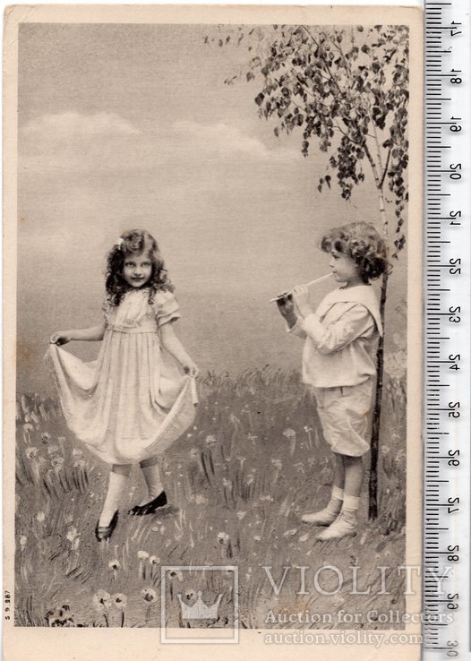 Старинная открытка. 1906 год. Фэнтези, дети.