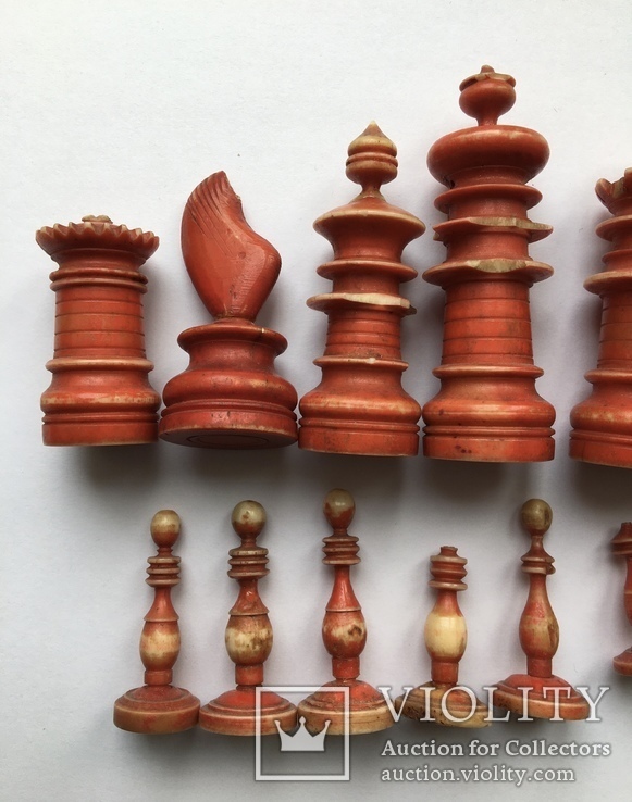 Шахматы костяные конец 18-го века (красные и белые), фото №9