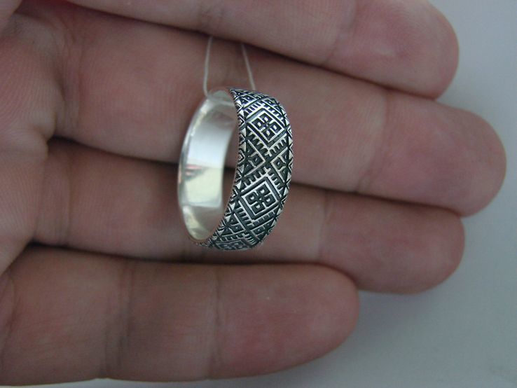 Кольцо (Вышиванка) с узором в этническом стиле сребро 925, фото №3