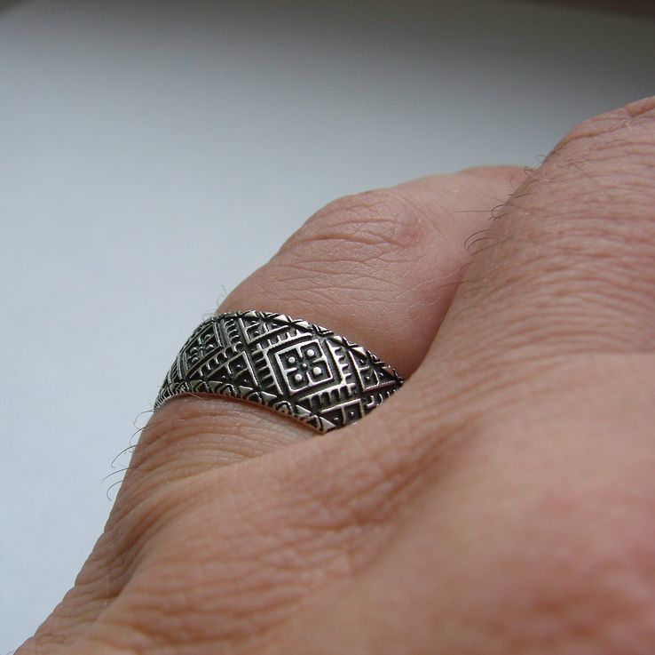 Кольцо (Вышиванка) с узором в этническом стиле сребро 925, фото №8