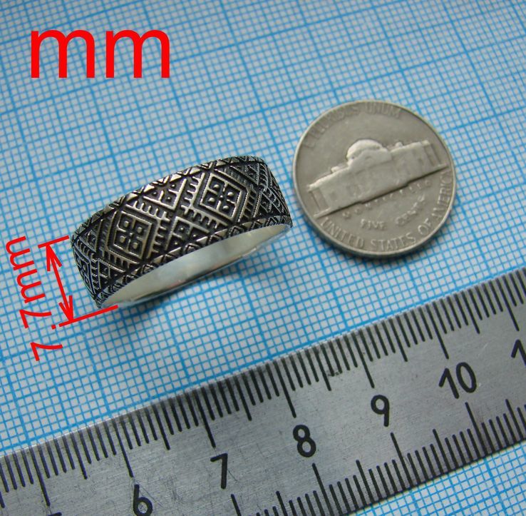 Кольцо (Вышиванка) с узором в этническом стиле сребро 925, фото №9