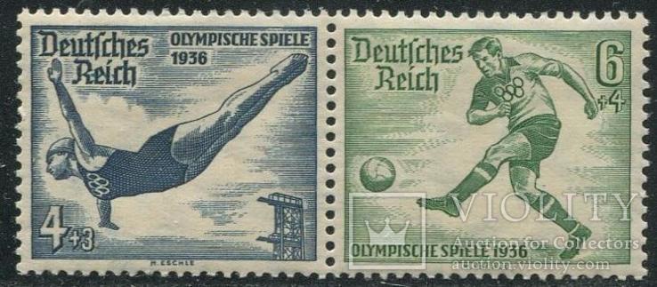 1936 Рейх летняя олимпиада спорт скачки лошади сцепка W 103 MNH **, фото №2