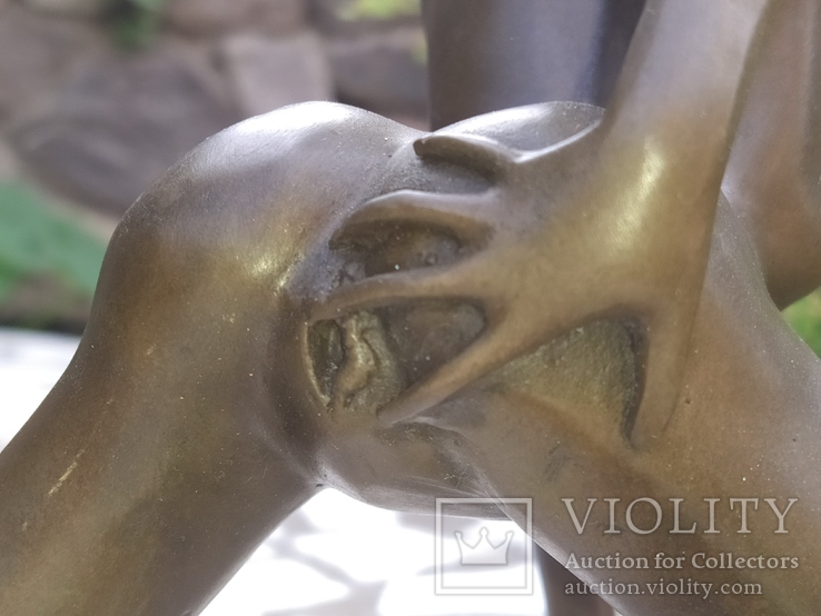 Девушка Ню на коленях статуэтка бронза подпись, фото №7