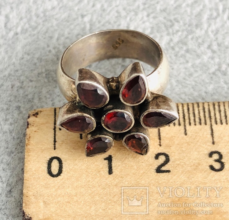 Кольцо с гранатами 18 размер (серебро 925 пр, 10.2 гр), фото №4