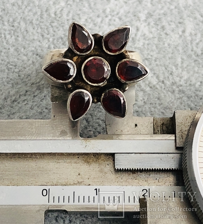 Кольцо с гранатами 18 размер (серебро 925 пр, 10.2 гр), фото №8