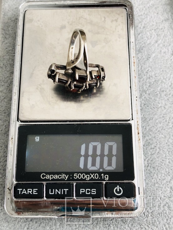 Кольцо с гранатами 17 размер (серебро 925 пр, вес 10 гр), фото №3