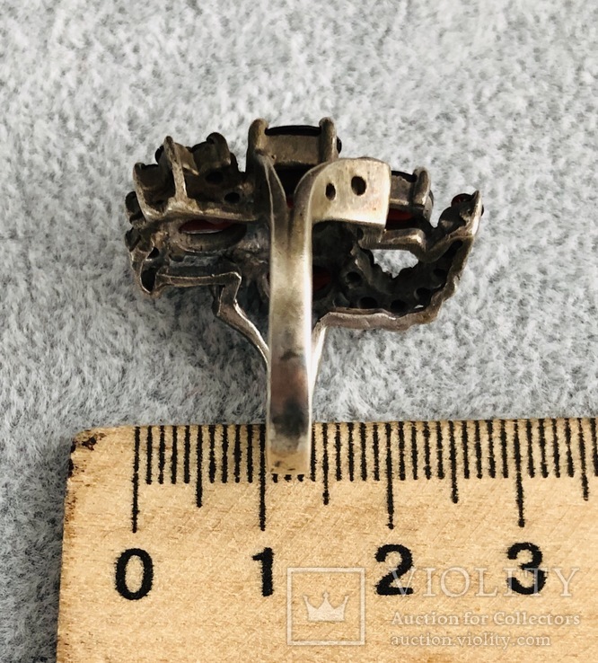 Кольцо с гранатами 17 размер (серебро 925 пр, вес 10 гр), фото №5
