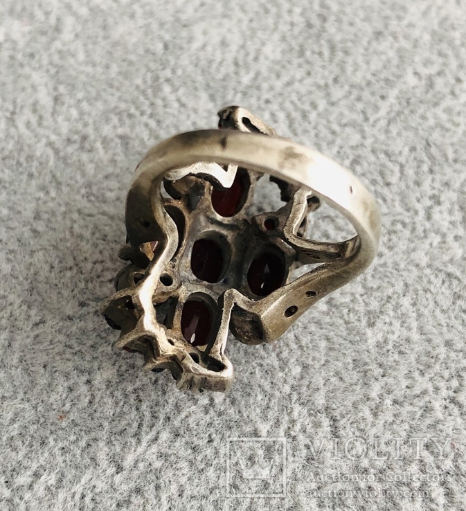 Кольцо с гранатами 17 размер (серебро 925 пр, вес 10 гр), фото №8
