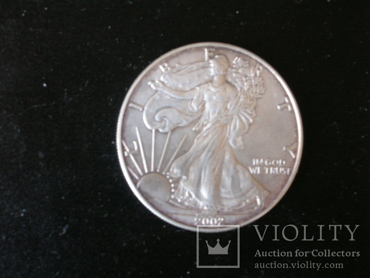 Один доллар США 2002 год, серебро., фото №2