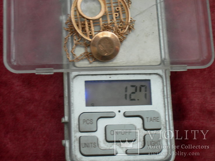 Золотой кулон с камнями, цепочкой и часами "Наири"., фото №13